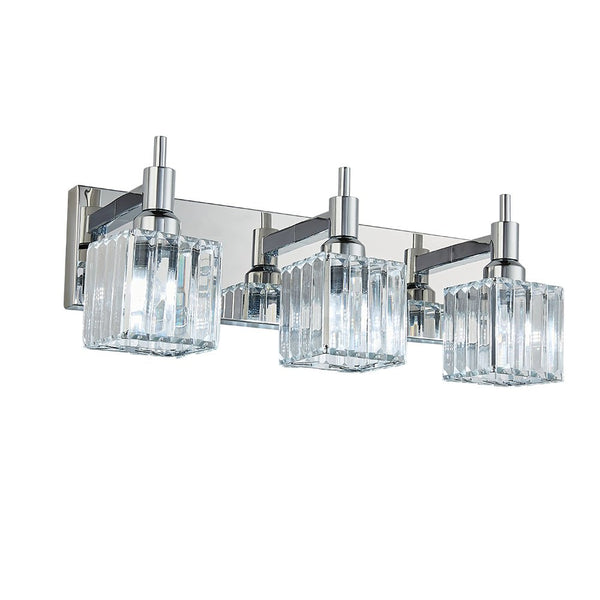 Thehouselights-Modern Glam Crystal Wall Sconce Bathroom Vanity Light-Wall Lights-Chrome-2-Light