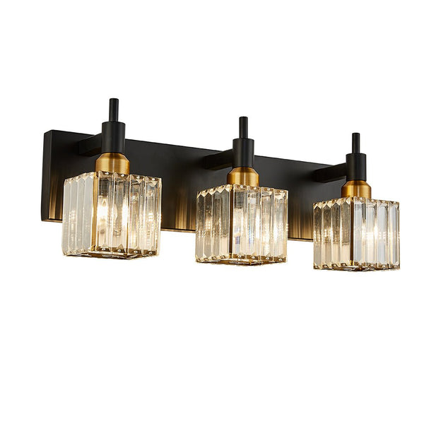 Thehouselights-Modern Glam Crystal Wall Sconce Bathroom Vanity Light-Wall Lights-Chrome-2-Light