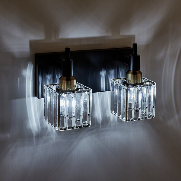 Thehouselights-Modern Glam Crystal Wall Sconce Bathroom Vanity Light-Wall Lights-Chrome-2-Light