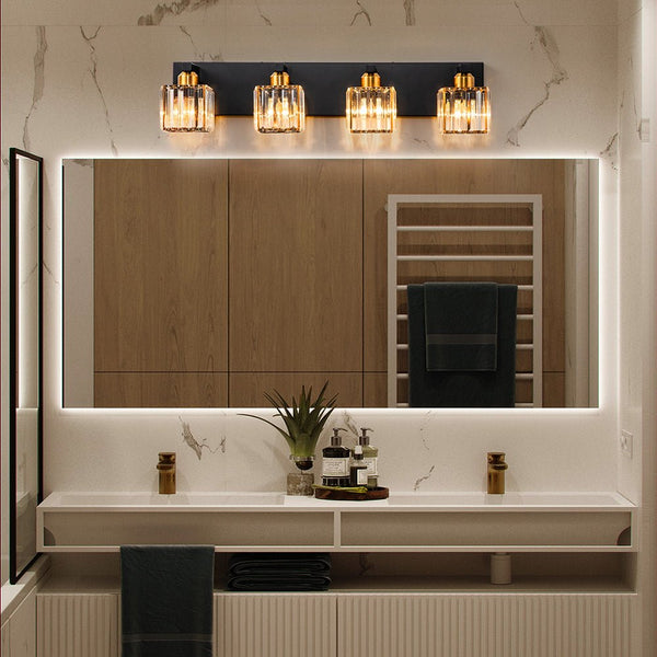 Thehouselights-Modern Glam Crystal Wall Sconce Bathroom Vanity Light-Wall Lights-Chrome-2-Light