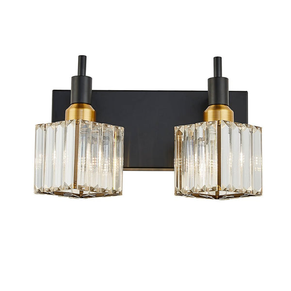Thehouselights-Modern Glam Crystal Wall Sconce Bathroom Vanity Light-Wall Lights-Chrome-2-Light