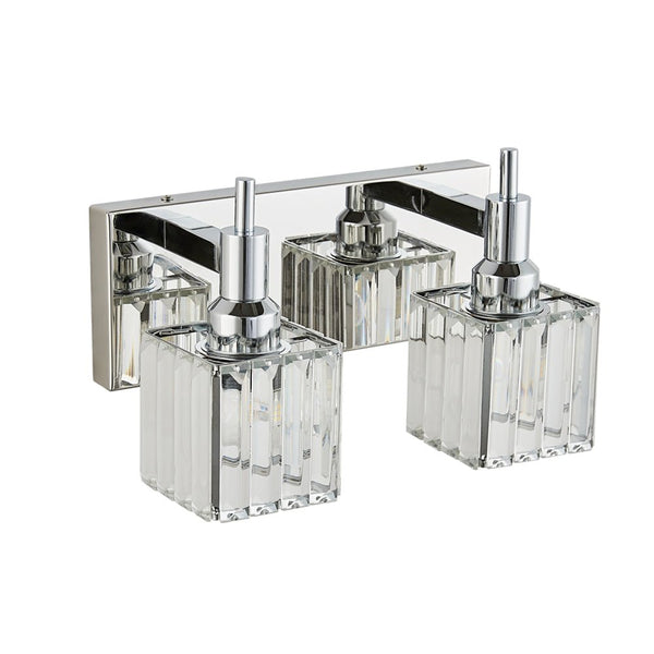 Thehouselights-Modern Glam Crystal Wall Sconce Bathroom Vanity Light-Wall Lights-Chrome-2-Light