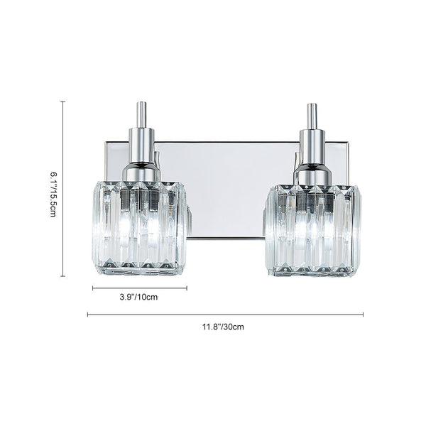 Thehouselights-Modern Glam Crystal Wall Sconce Bathroom Vanity Light-Wall Lights-Chrome-2-Light