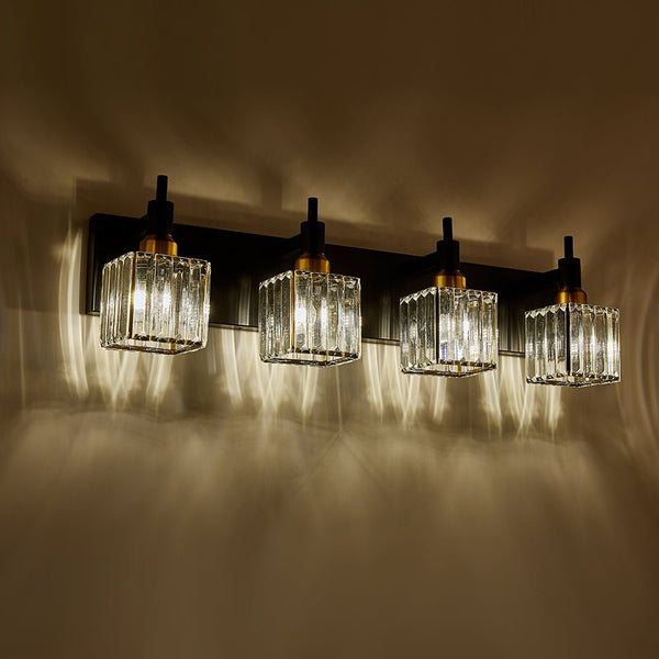 Thehouselights-Modern Glam Crystal Wall Sconce Bathroom Vanity Light-Wall Lights-Chrome-2-Light