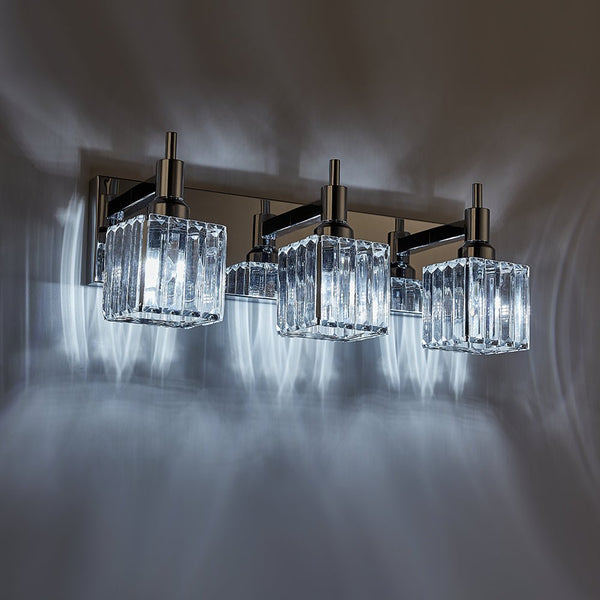 Thehouselights-Modern Glam Crystal Wall Sconce Bathroom Vanity Light-Wall Lights-Chrome-2-Light