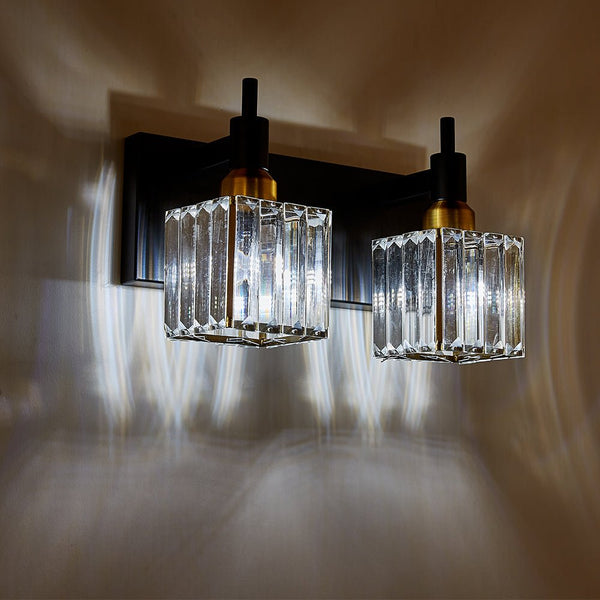 Thehouselights-Modern Glam Crystal Wall Sconce Bathroom Vanity Light-Wall Lights-Chrome-2-Light