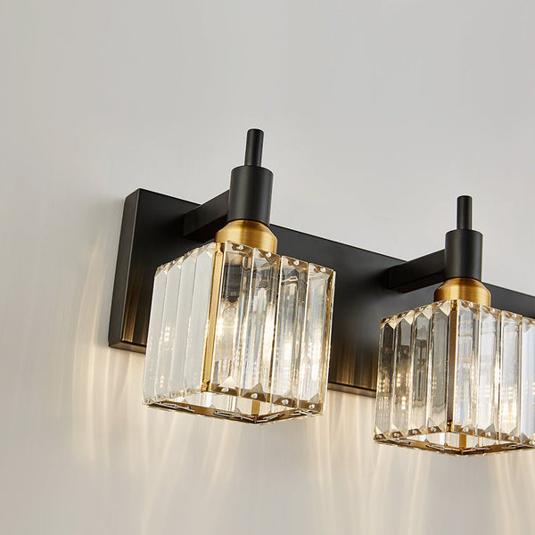Thehouselights-Modern Glam Crystal Wall Sconce Bathroom Vanity Light-Wall Lights-Chrome-2-Light