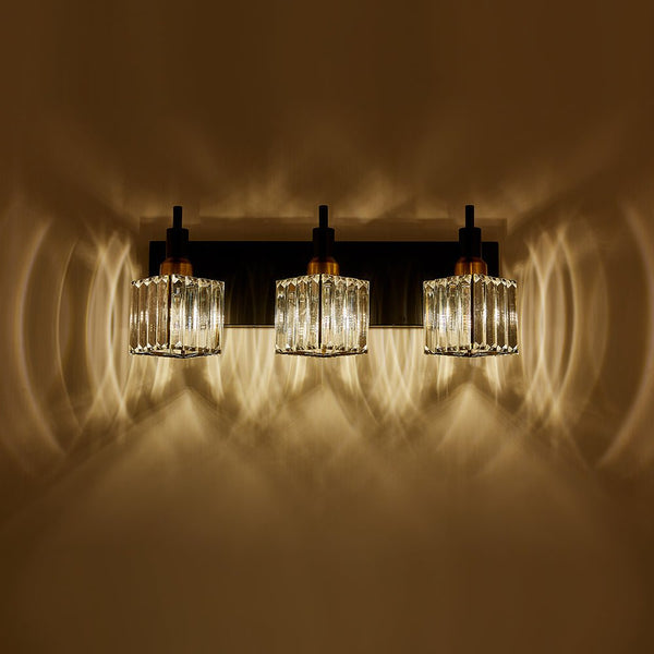 Thehouselights-Modern Glam Crystal Wall Sconce Bathroom Vanity Light-Wall Lights-Chrome-2-Light