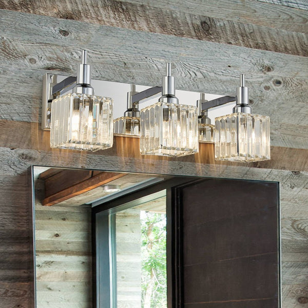 Thehouselights-Modern Glam Crystal Wall Sconce Bathroom Vanity Light-Wall Lights-Chrome-3-Light