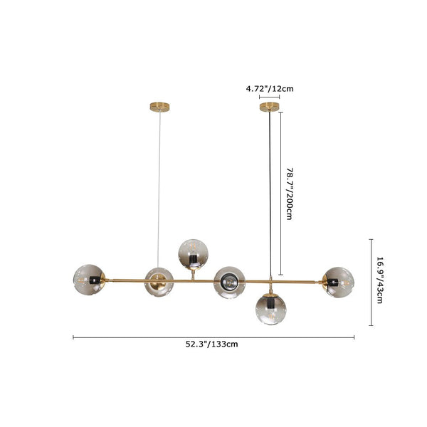 Thehouselights-Modern Glass Globe Linear Bubble Chandelier-Chandelier-4 Bulbs-
