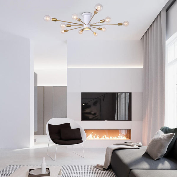 Thehouselights-Modern Gold Ceiling Light for Kitchen Island-Flush Mount-6 Bulbs-Gold