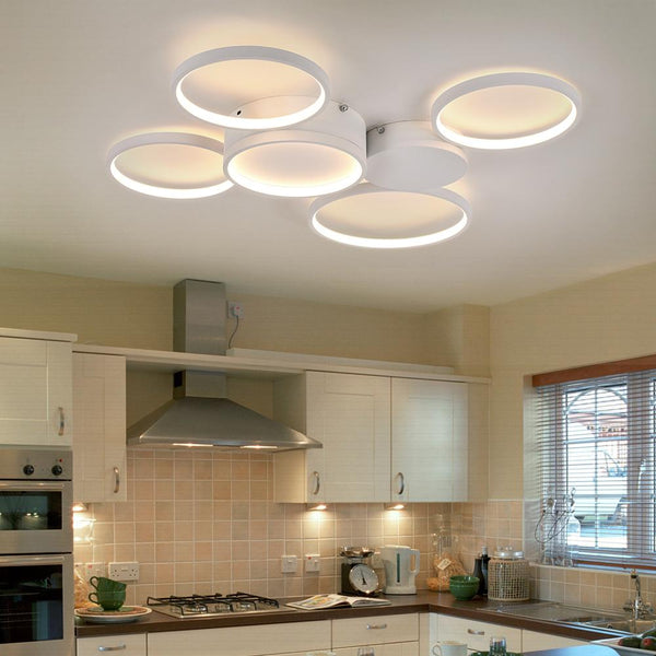 Thehouselights-Modern LED 3/4/5/7 Rings Ceiling Light Flush Mount-Flush Mount-7 Bulbs-White Cool