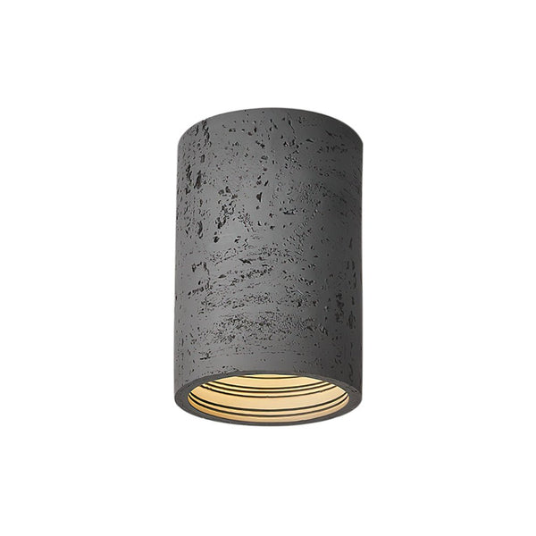 Thehouselights-Modern LED Cylinder Stone Flush Mount Ceiling Light-Ceiling Light-Black-Warm White