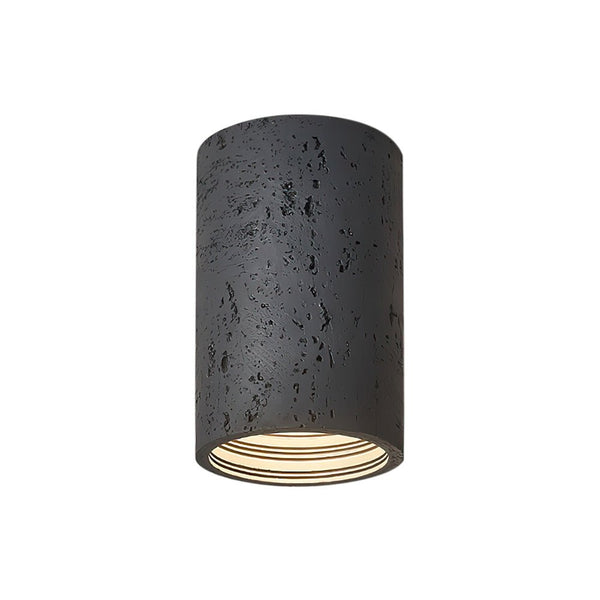 Thehouselights-Modern LED Cylinder Stone Flush Mount Ceiling Light-Ceiling Light-Black-Warm White
