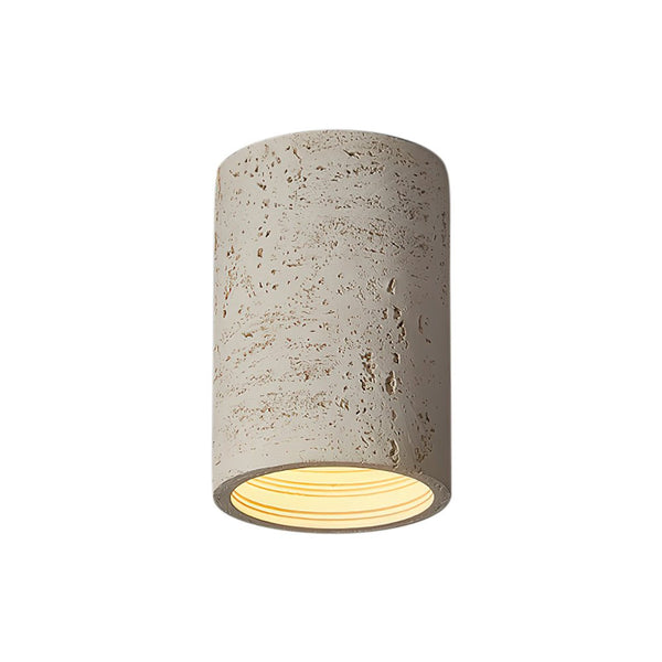 Thehouselights-Modern LED Cylinder Stone Flush Mount Ceiling Light-Ceiling Light-Black-Warm White