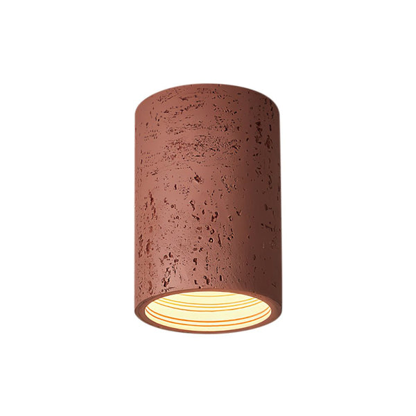 Thehouselights-Modern LED Cylinder Stone Flush Mount Ceiling Light-Ceiling Light-Black-Warm White