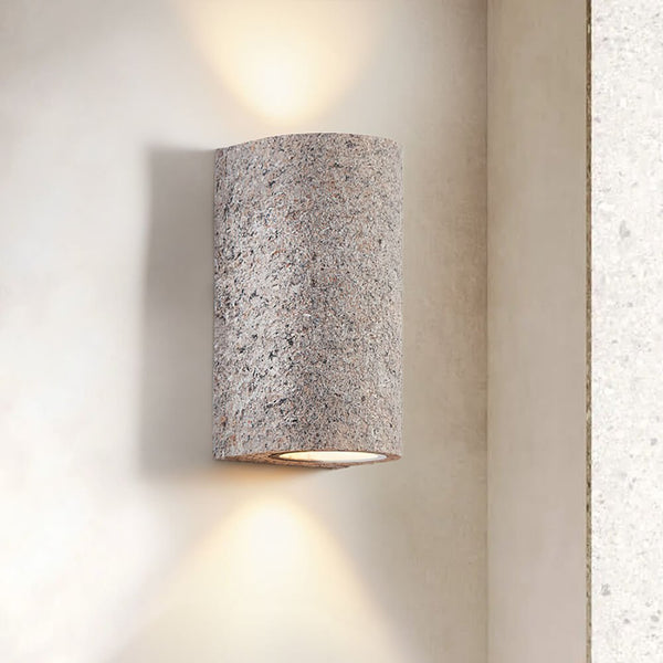Thehouselights-Modern LED Cylinder Stone Wall Sconce-Wall Lights-Light Red-Warm White
