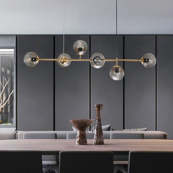 Thehouselights-Modern Modo Glass Globe Kitchen Island Chandelier-Chandelier-6 Bulbs-