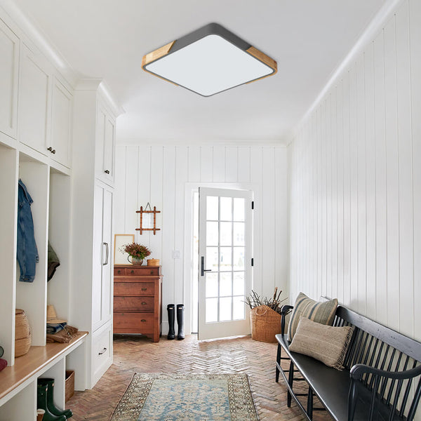 Thehouselights-Modern Rectangle LED Flush Mount Ceiling Light-Flush Mount-Square Natural White-Grey