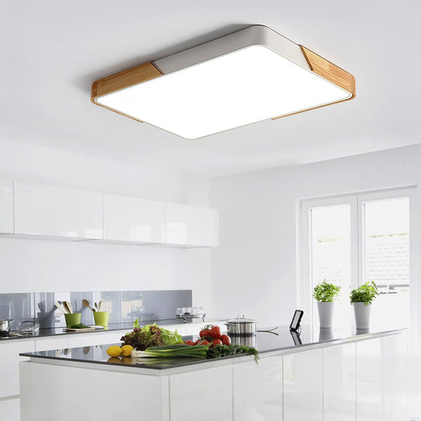 Thehouselights-Modern Rectangle LED Flush Mount Ceiling Light-Flush Mount-Square Natural White-White