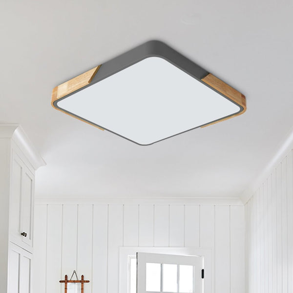 Thehouselights-Modern Rectangle LED Flush Mount Ceiling Light-Flush Mount-Square with Remote Control-Grey