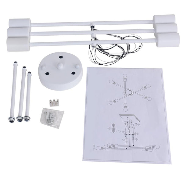 Thehouselights-Modern Six Lights Sputnik Sphere Semi Flush Mount Lighting-Flush Mount-White-