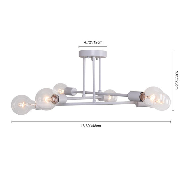 Thehouselights-Modern Six Lights Sputnik Sphere Semi Flush Mount Lighting-Flush Mount-White-