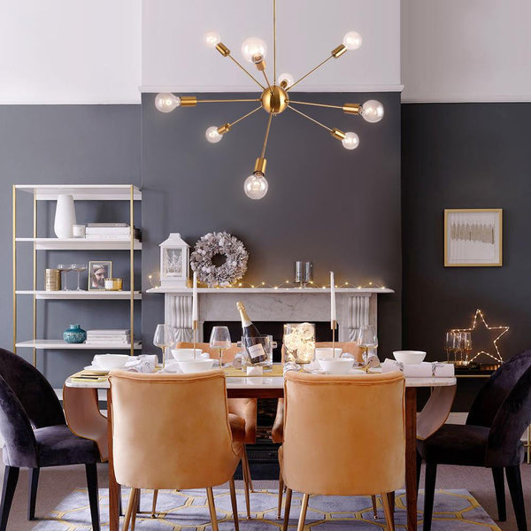 Thehouselights-Modern Sputnik Sphere Chandelier-Chandelier-8 Bulbs-Brass