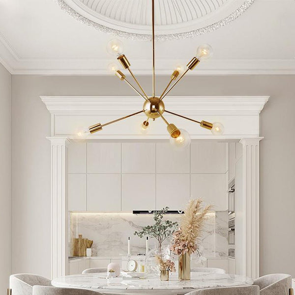 Thehouselights-Modern Sputnik Sphere Chandelier-Chandelier-8 Bulbs-Brass