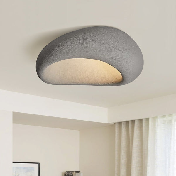 Thehouselights-Moon-Shaped LED Wabi-Sabi Flush Mount Ceramic Ceiling Light-Ceiling Light-Gray-40 cm.