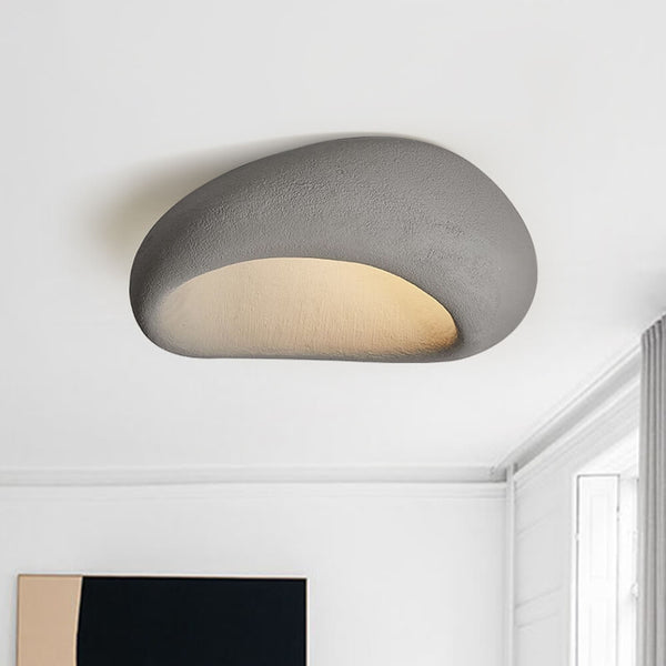 Thehouselights-Moon-Shaped LED Wabi-Sabi Flush Mount Ceramic Ceiling Light-Ceiling Light-Gray-60 cm.