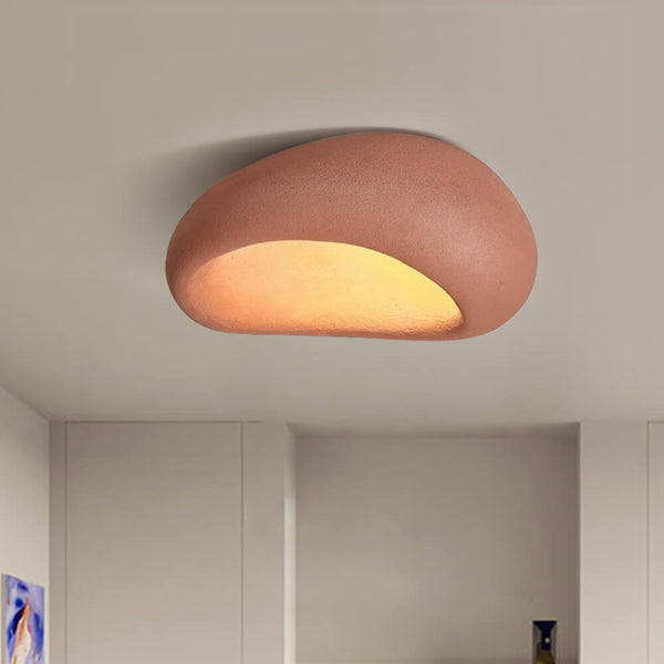 Thehouselights-Moon-Shaped LED Wabi-Sabi Flush Mount Ceramic Ceiling Light-Ceiling Light-Red-60 cm.