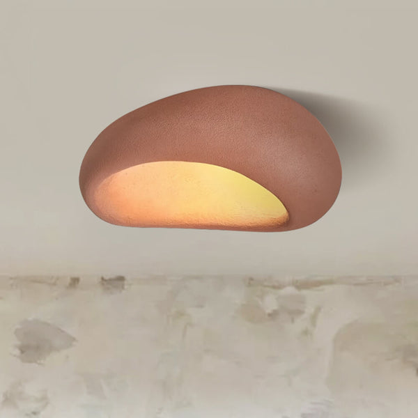 Thehouselights-Moon-Shaped LED Wabi-Sabi Flush Mount Ceramic Ceiling Light-Ceiling Light-Red-60 cm.