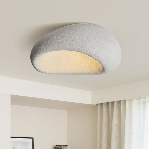 Thehouselights-Moon-Shaped LED Wabi-Sabi Flush Mount Ceramic Ceiling Light-Ceiling Light-White-40 cm.