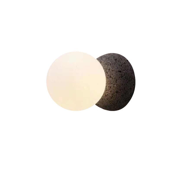 Thehouselights-Natural Stone Wall Light with Single Opal Glass-Wall Lights--