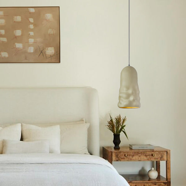 Thehouselights-Nordic Bell Ceramic Pendant Lighting-Pendant-Beige-