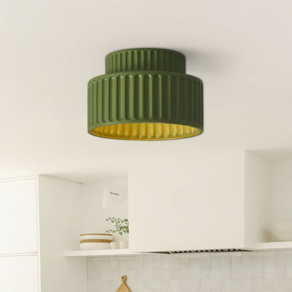 Thehouselights-Nordic Cream Style 2-Layer Flush Mount Ceiling Light-Ceiling Light-Green-