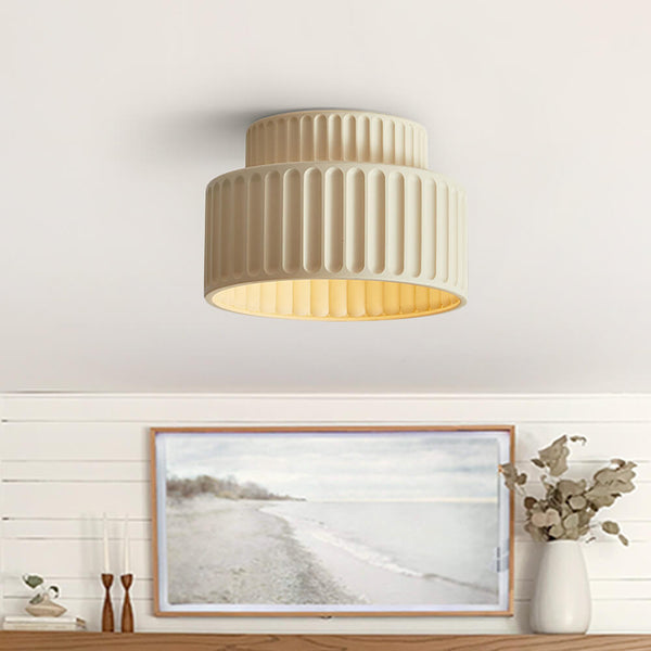Thehouselights-Nordic Cream Style 2-Layer Flush Mount Ceramic Ceiling Light-Ceiling Light-Green-