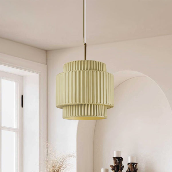 Thehouselights-Nordic Cream Style Layer Ceramic Pendant Light-Pendant-Beige-