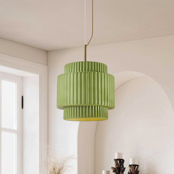 Thehouselights-Nordic Cream Style Layer Ceramic Pendant Light-Pendant-Green-