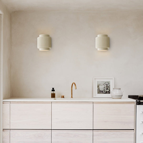 Thehouselights-Nordic Cream Style Layer Ceramic Wall Sconce-Wall Lights-Beige-