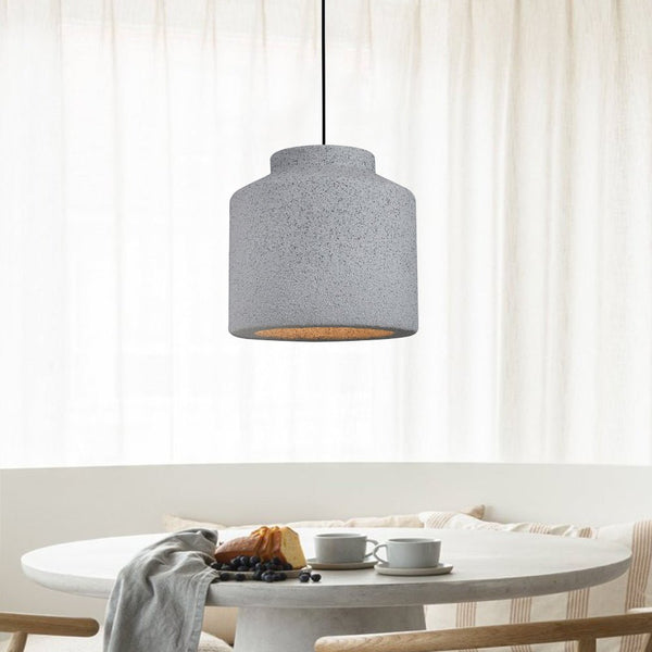 Thehouselights-Nordic Earthen Jar Style Cylinder Pendant Light-Pendant-Dark Gray-