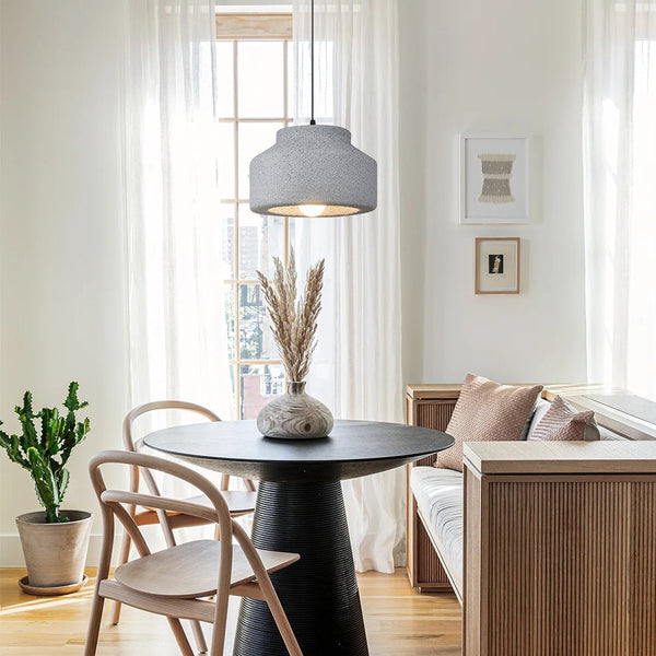 Thehouselights-Nordic Earthen Jar Style Schoolhouse Drum Pendant Light-Pendant-Dark Gray-