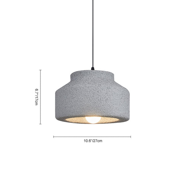 Thehouselights-Nordic Earthen Jar Style Schoolhouse Drum Pendant Light-Pendant-Dark Gray-