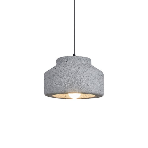 Thehouselights-Nordic Earthen Jar Style Schoolhouse Drum Pendant Light-Pendant-Dark Gray-