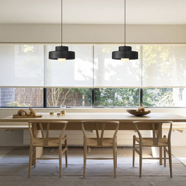 Thehouselights-Nordic Geometric Cylindrical Ceramic Pendant Lighting-Pendant-Black-