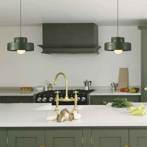 Thehouselights-Nordic Geometric Cylindrical Ceramic Pendant Lighting-Pendant-Green-