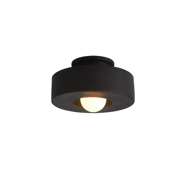 Thehouselights-Nordic Geometric Flush Mount Cylindrical Ceramic Ceiling Light-Ceiling Light-Black-