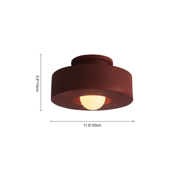 Thehouselights-Nordic Geometric Flush Mount Cylindrical Ceramic Ceiling Light-Ceiling Light-Black-