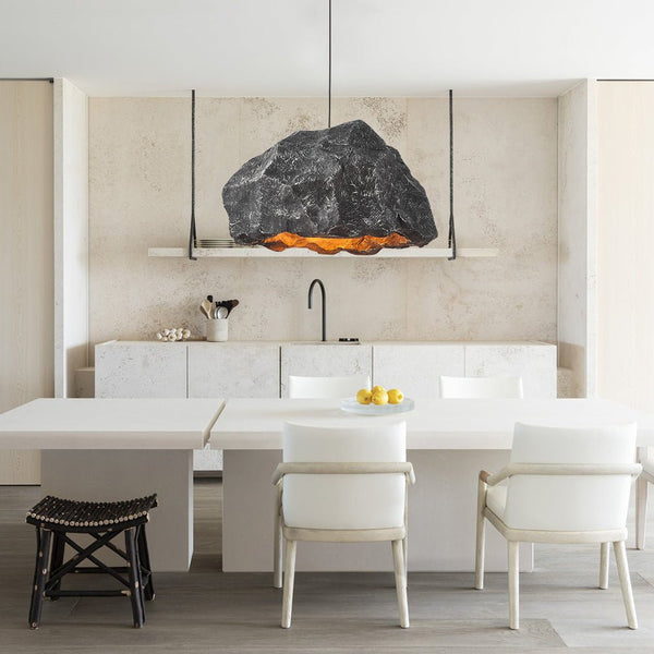 Thehouselights-Nordic Stone Rock Design Pendant Light-Pendant-Black-